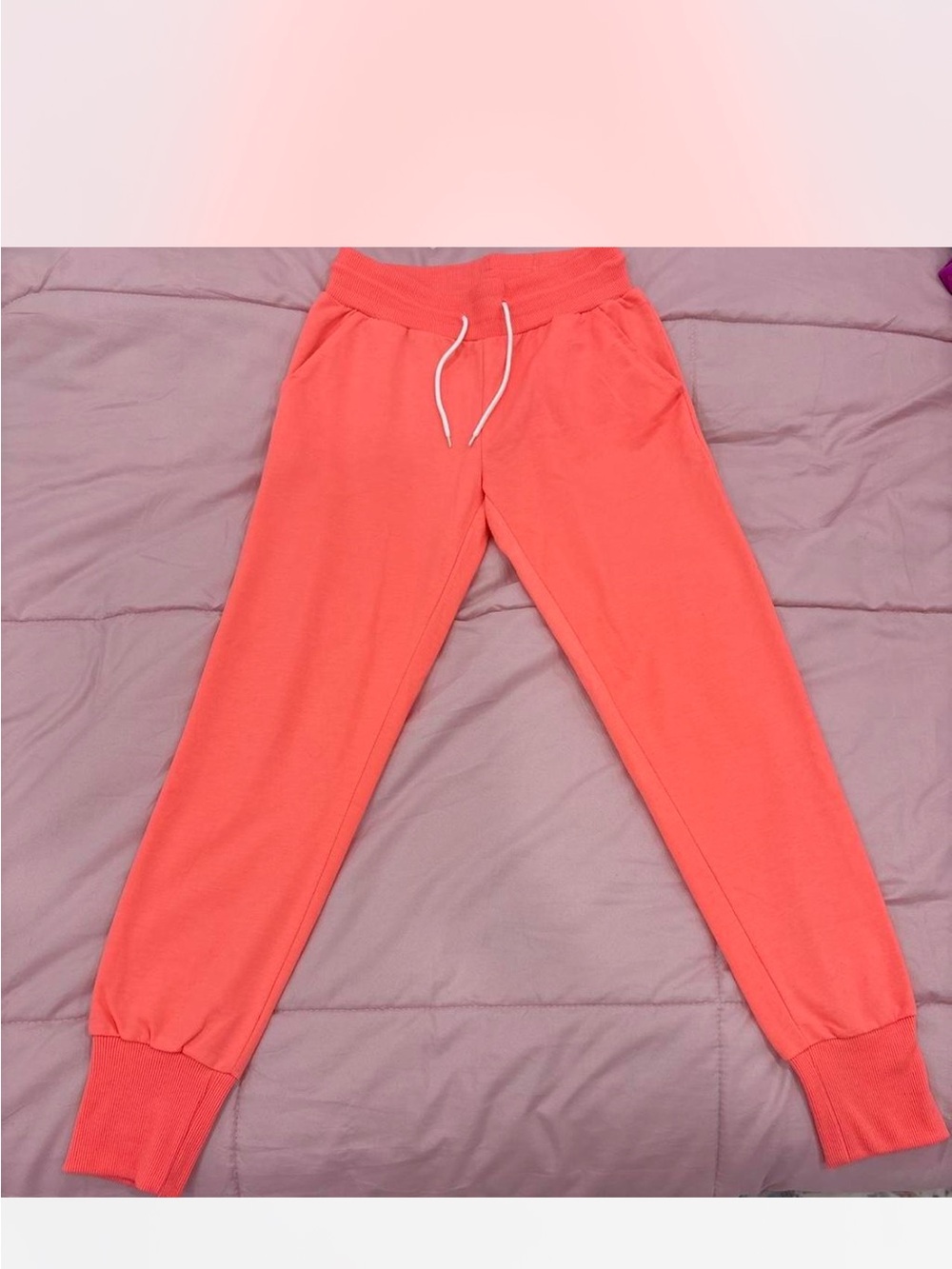Kids Coral Jogger Sweatpants with Elastic Waist and Drawstring